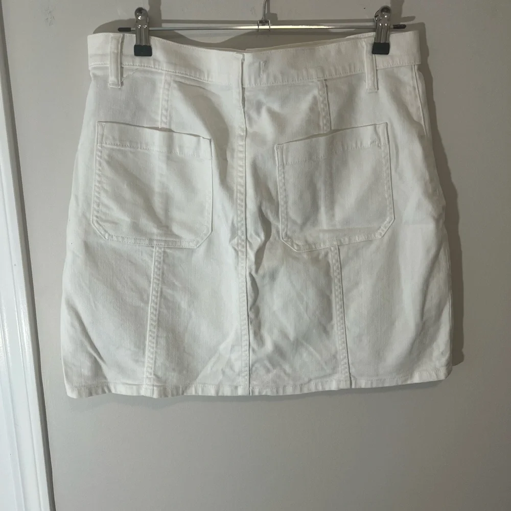 Madewell Stretch Denim A-Line Mini Skirt in Tile White: Button-Front Edition - Picture 3 of 6